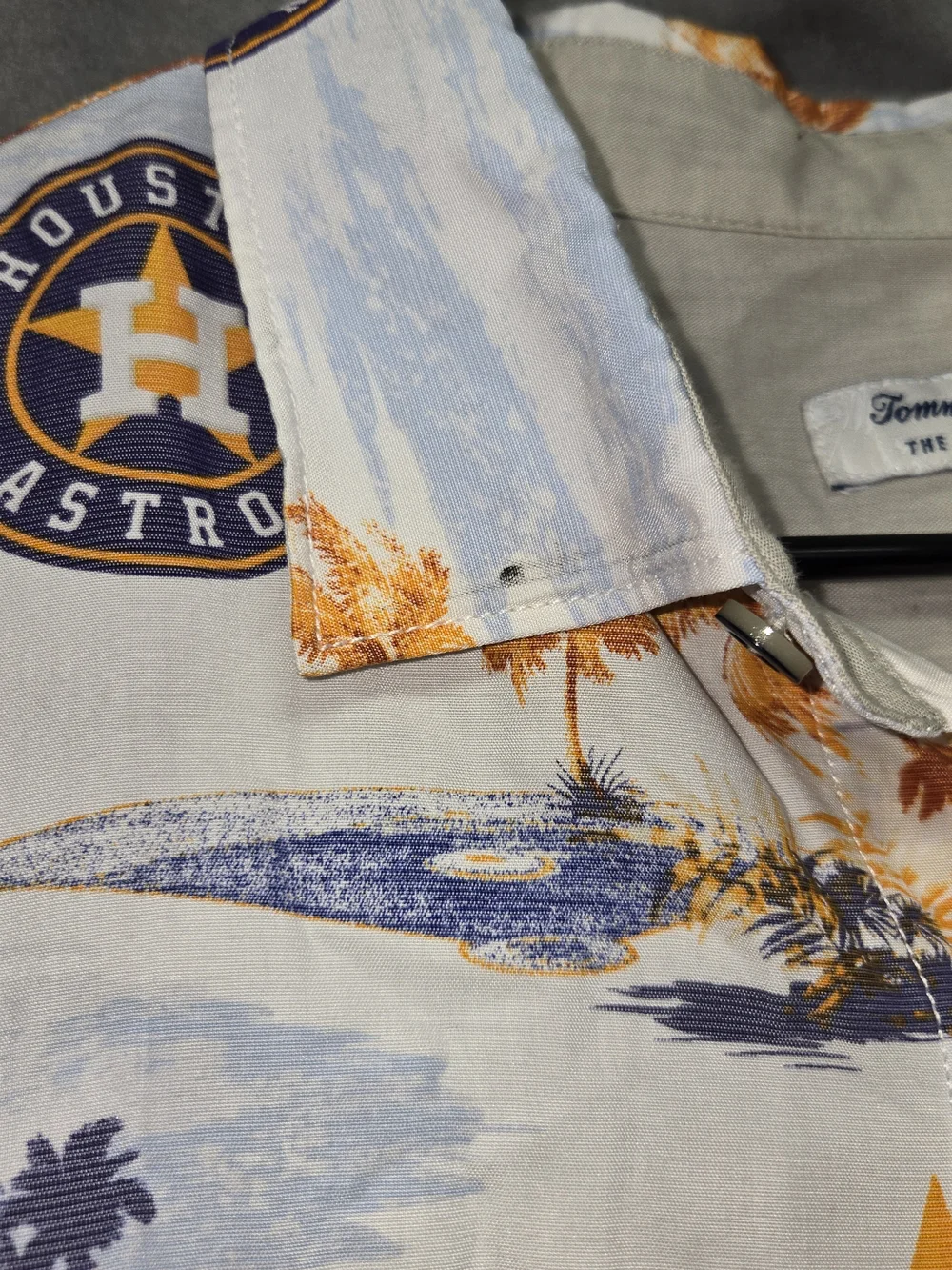 Tommy Bahama The Coconut Point Houston Astros Orange & Blue Palm-Print Shirt